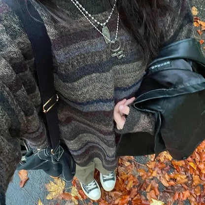 Retro Striped Knit Sweater