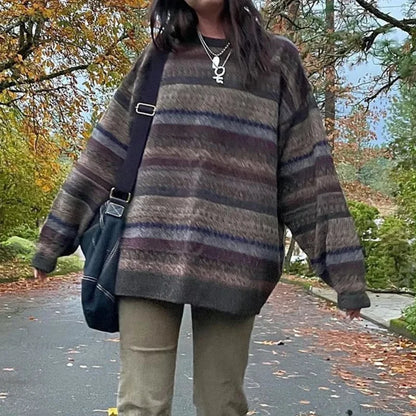 Retro Striped Knit Sweater