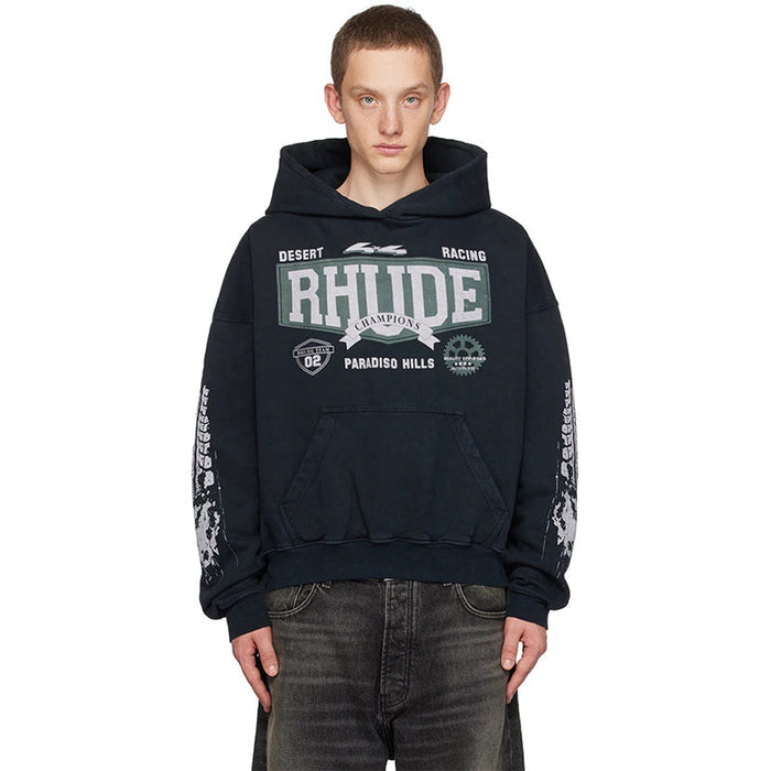 RHUDE Micro-label letters 4x4 print Hoodie