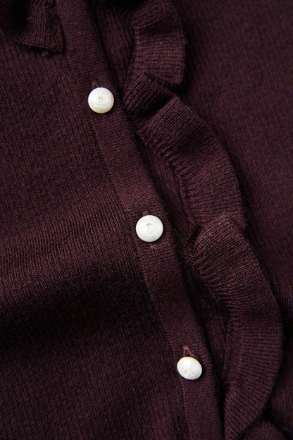 Rosette ribbed wool cardigan
