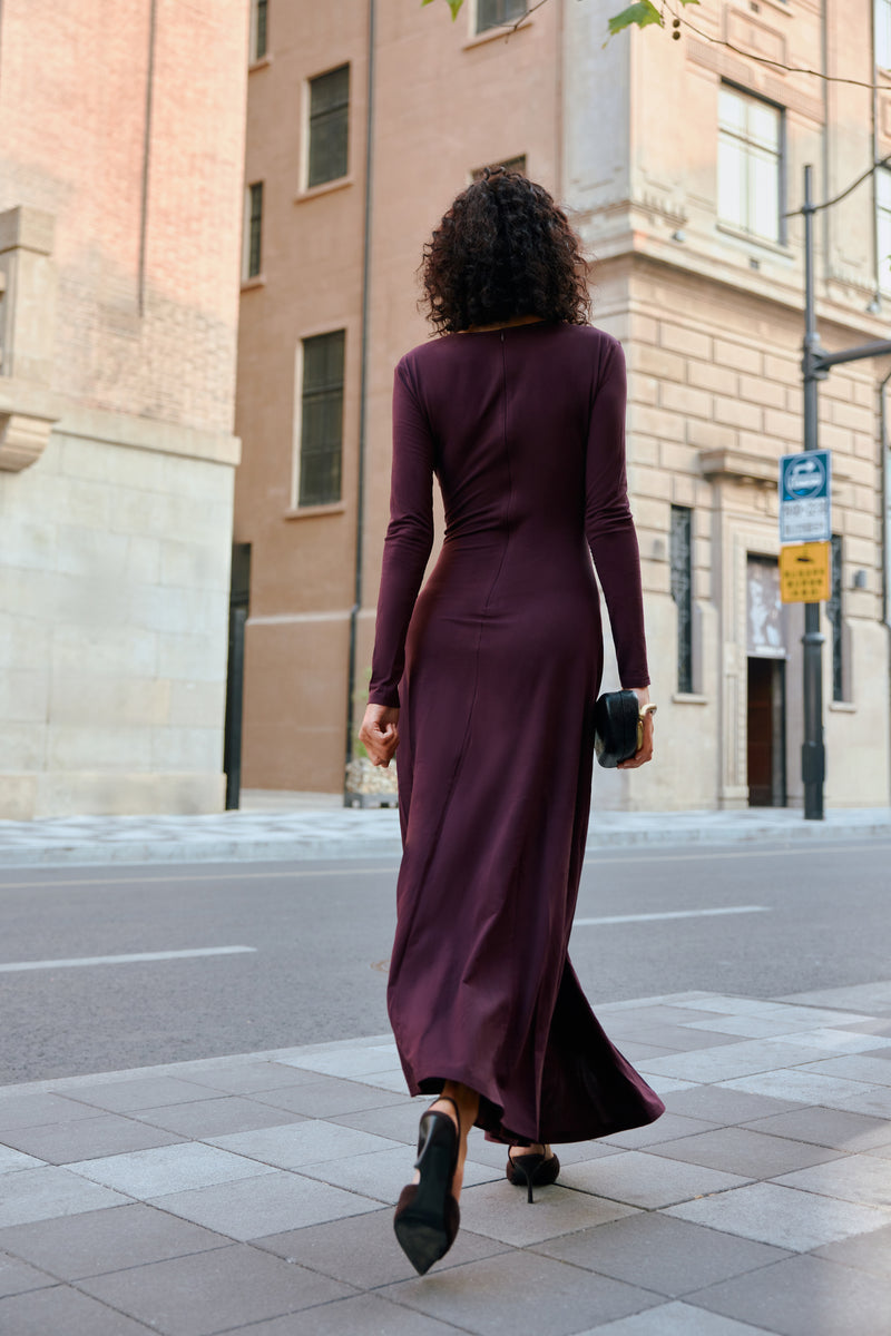 Ruched fit and flare maxi dress