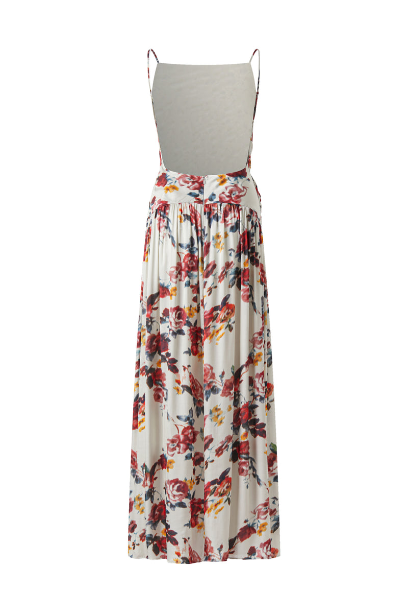 Ruched open back maxi dress