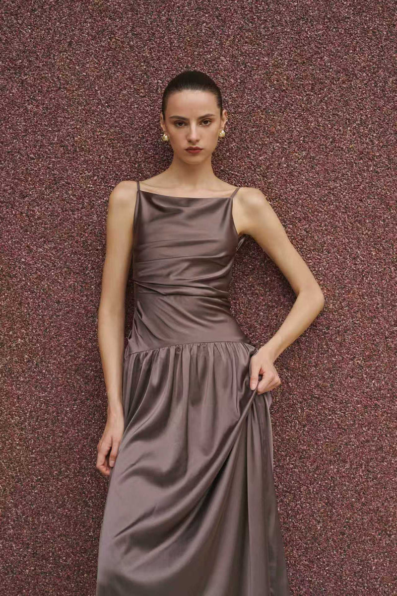 Ruched open back maxi dress