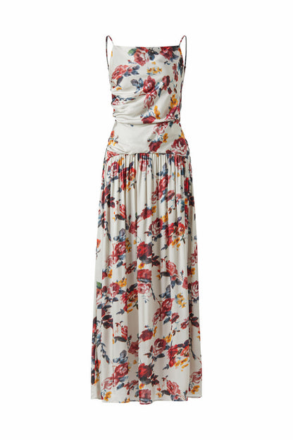 Ruched open back maxi dress