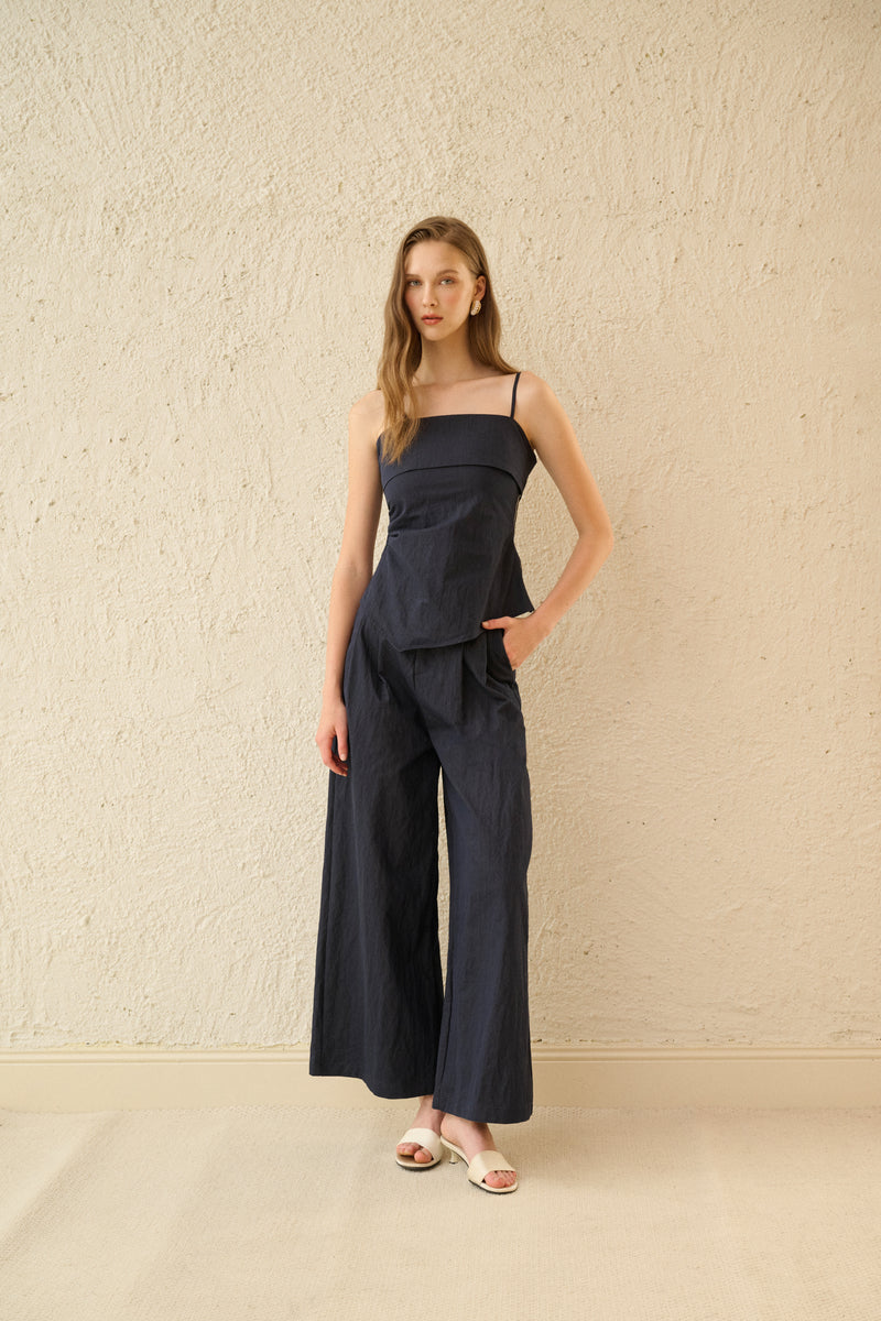 Ruched waist denim tank