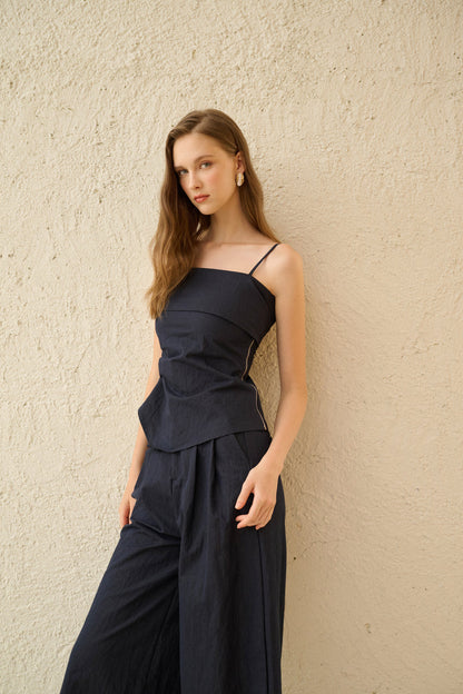 Ruched waist denim tank