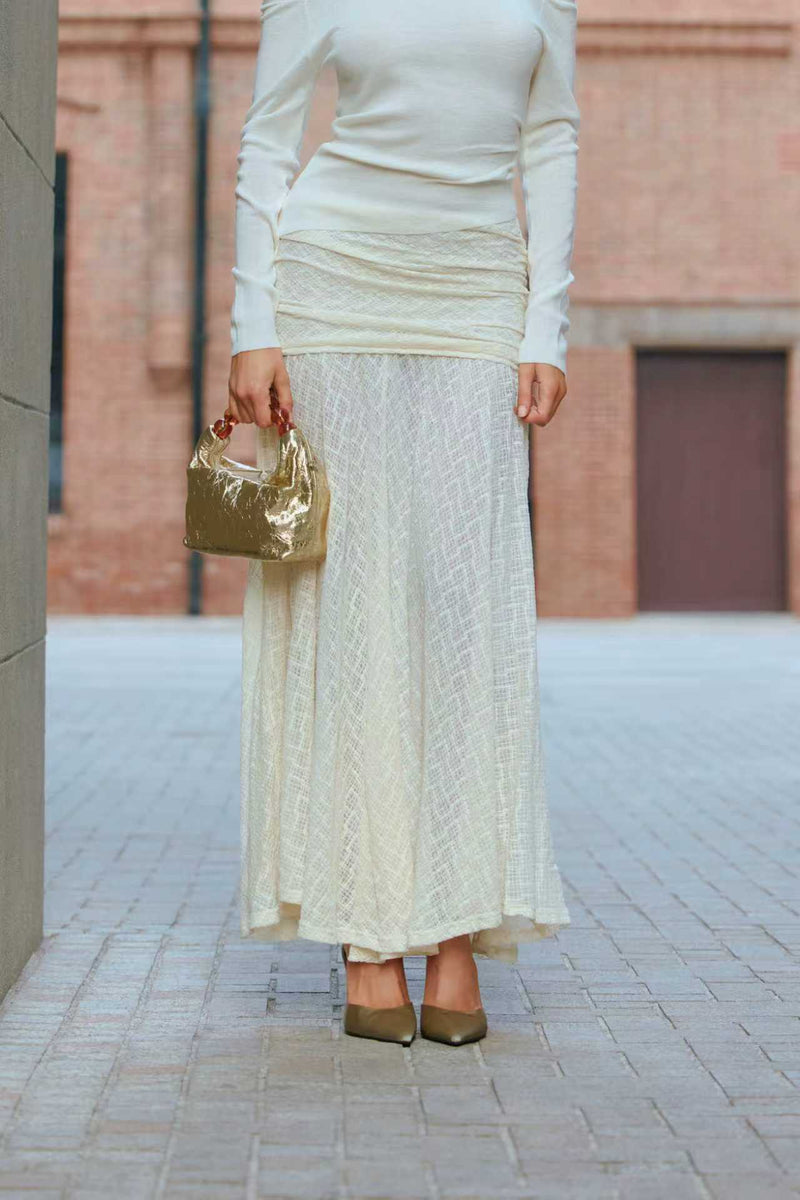 Ruched waist lace skirt