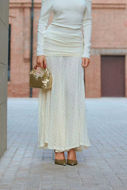 Ruched waist lace skirt