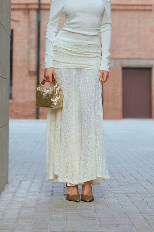 Ruched waist lace skirt