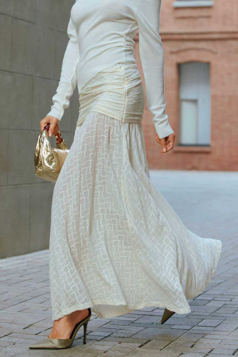 Ruched waist lace skirt