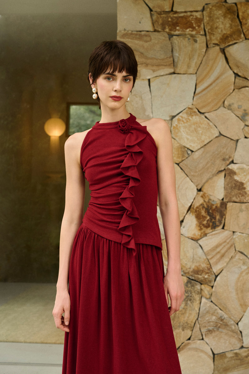 Ruffle front two-piece set