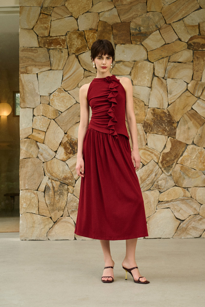 Ruffle front two-piece set