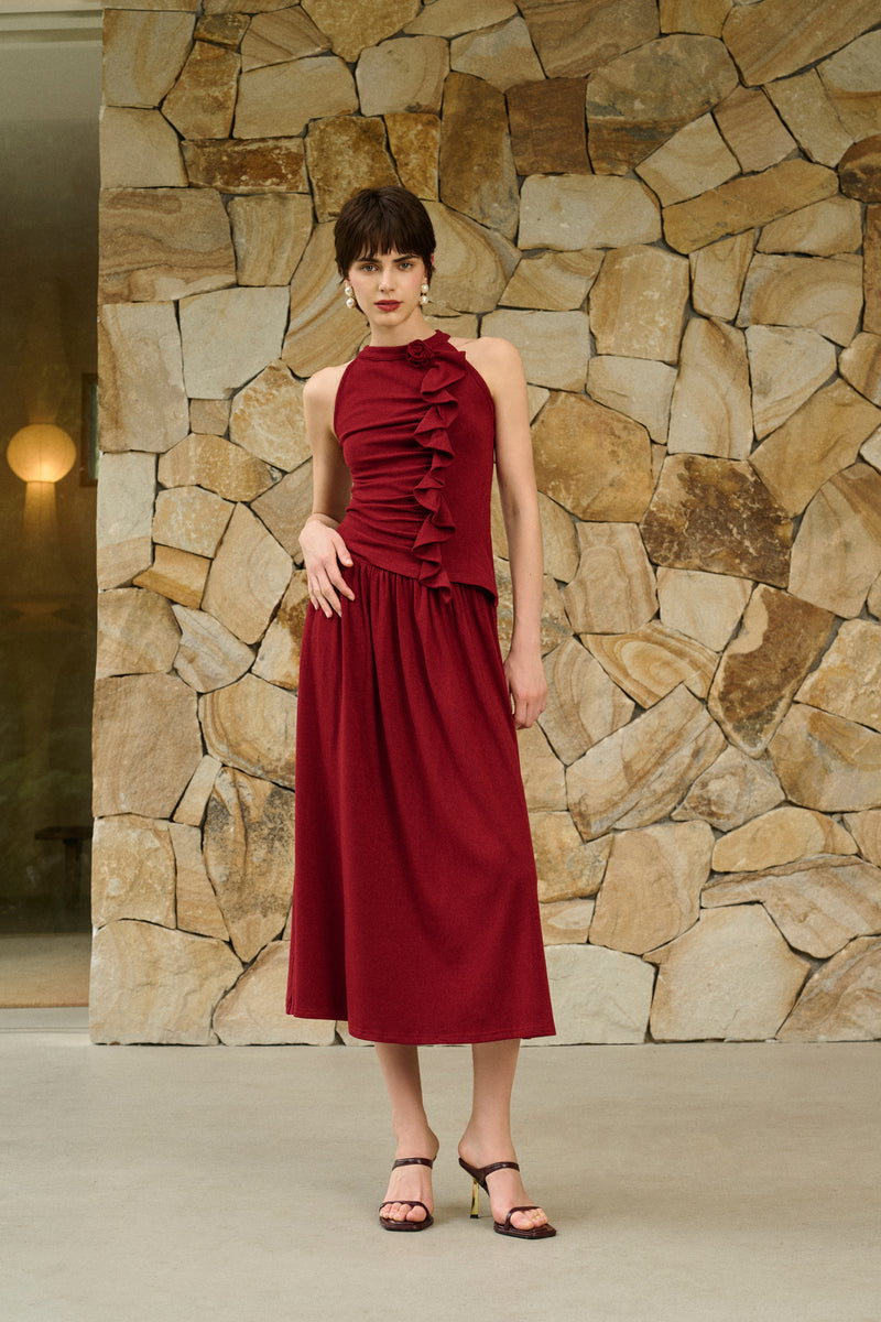Ruffle front two-piece set