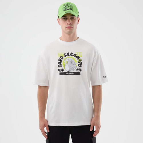 The Male model is wearing Sakamoto Days Character Graphic Netflix White T-Shirt 1