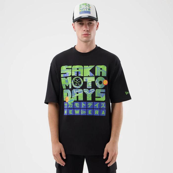 The Male model is wearing Sakamoto Days Netflix Black T-Shirt 1