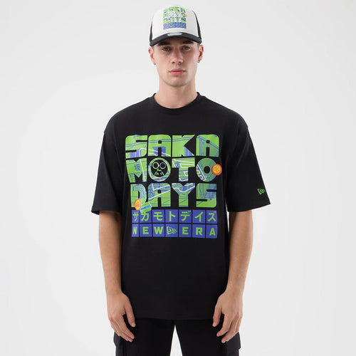 The Male model is wearing Sakamoto Days Netflix Black T-Shirt 1