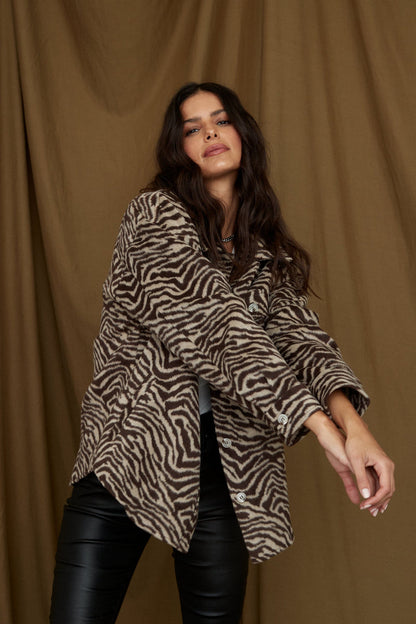 Savanna Brown Zebra Shacket
