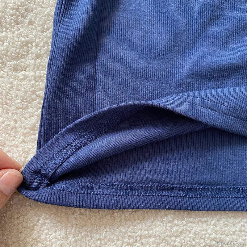 Screw Thread Cotton T-shirt Slim Sweater