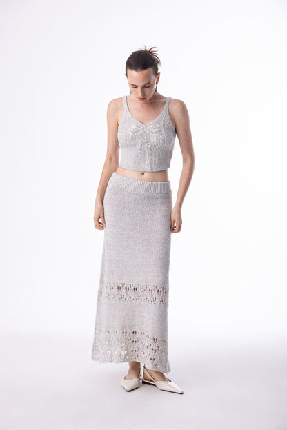 Sequin bow tank & cardigan