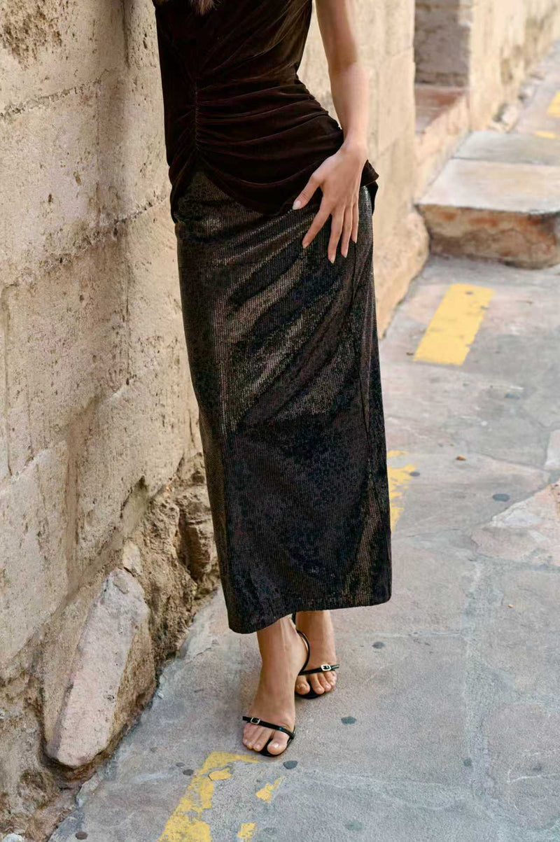 Sequin maxi skirt