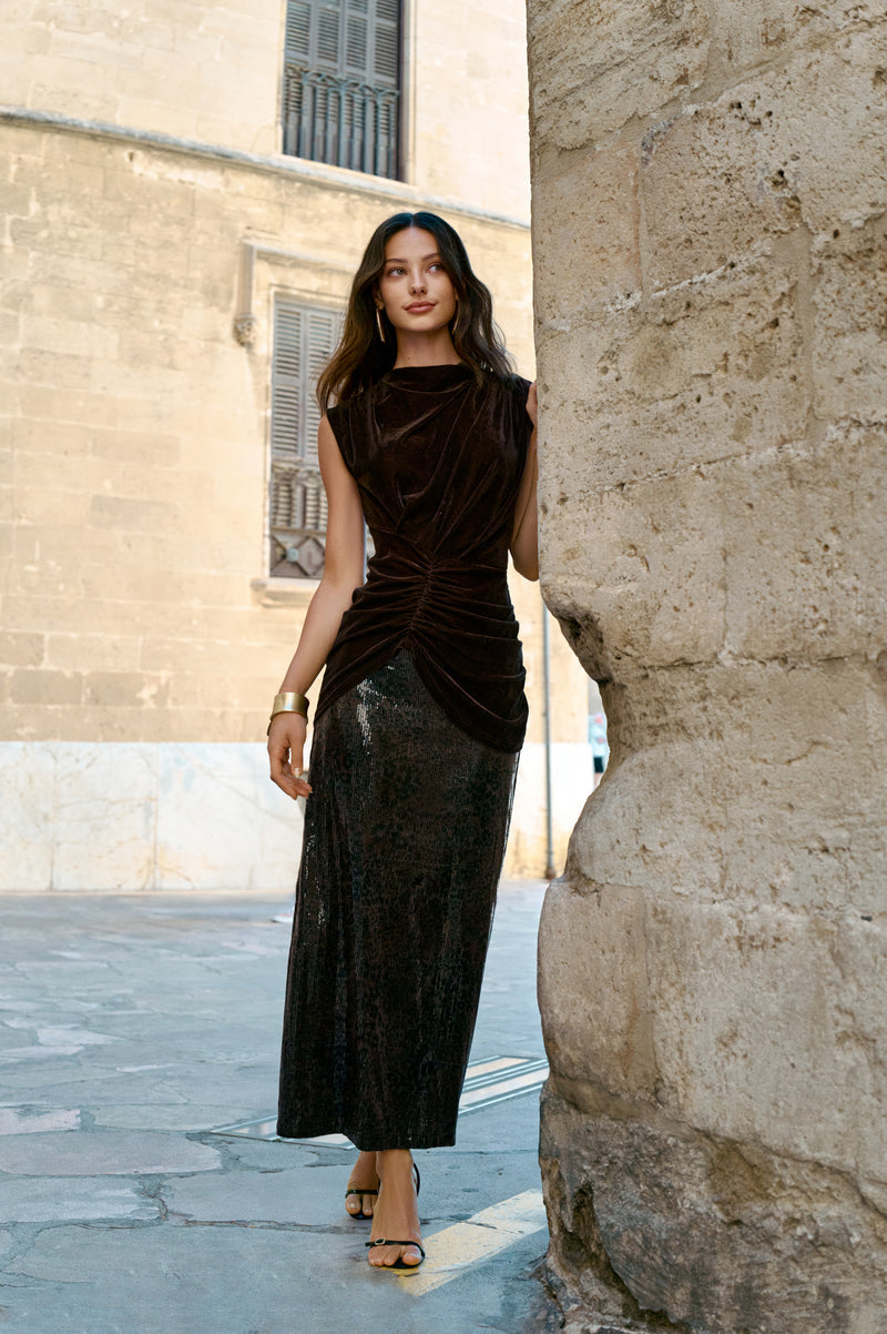 Sequin maxi skirt