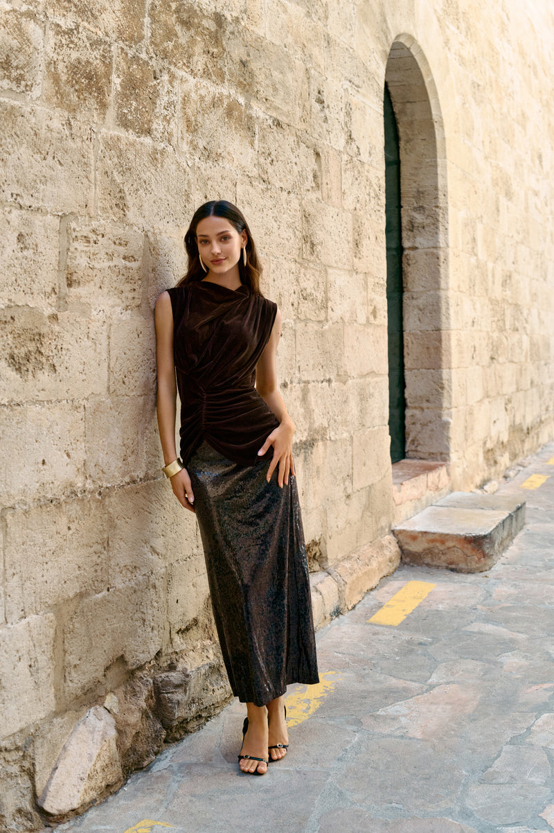 Sequin maxi skirt