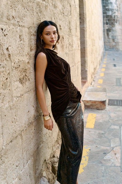 Sequin maxi skirt
