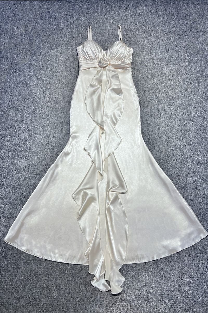 Sexy Halter V Neck Backless Sash Maxi Dress