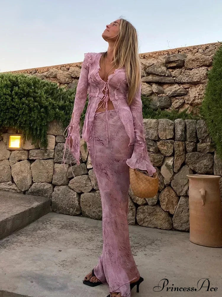 Hailey Two Stylish Piece Set Pink / S