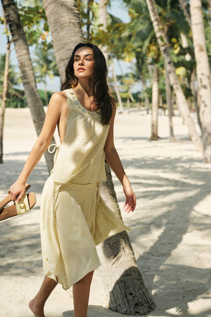 Side-tie top & ruched waist skirt