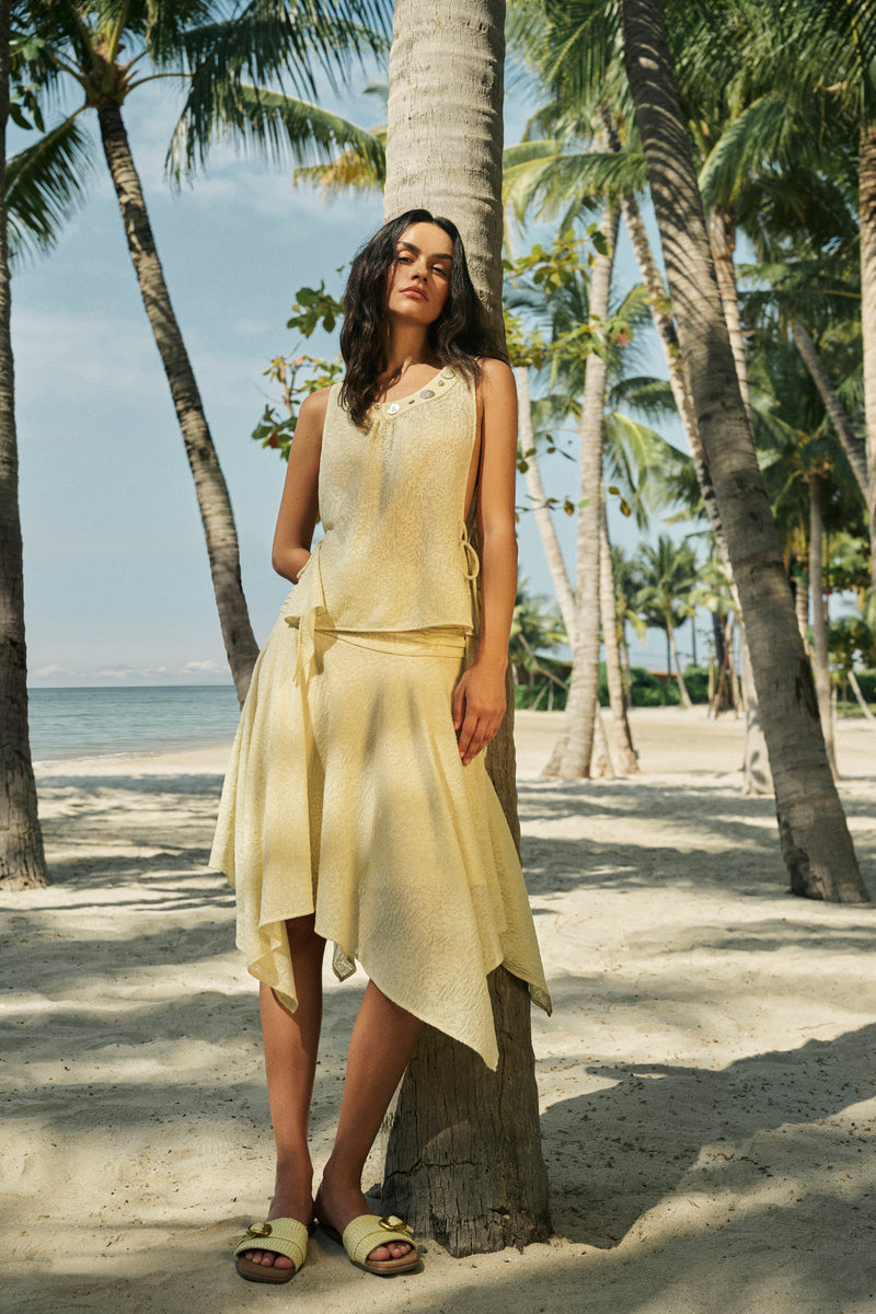 Side-tie top & ruched waist skirt