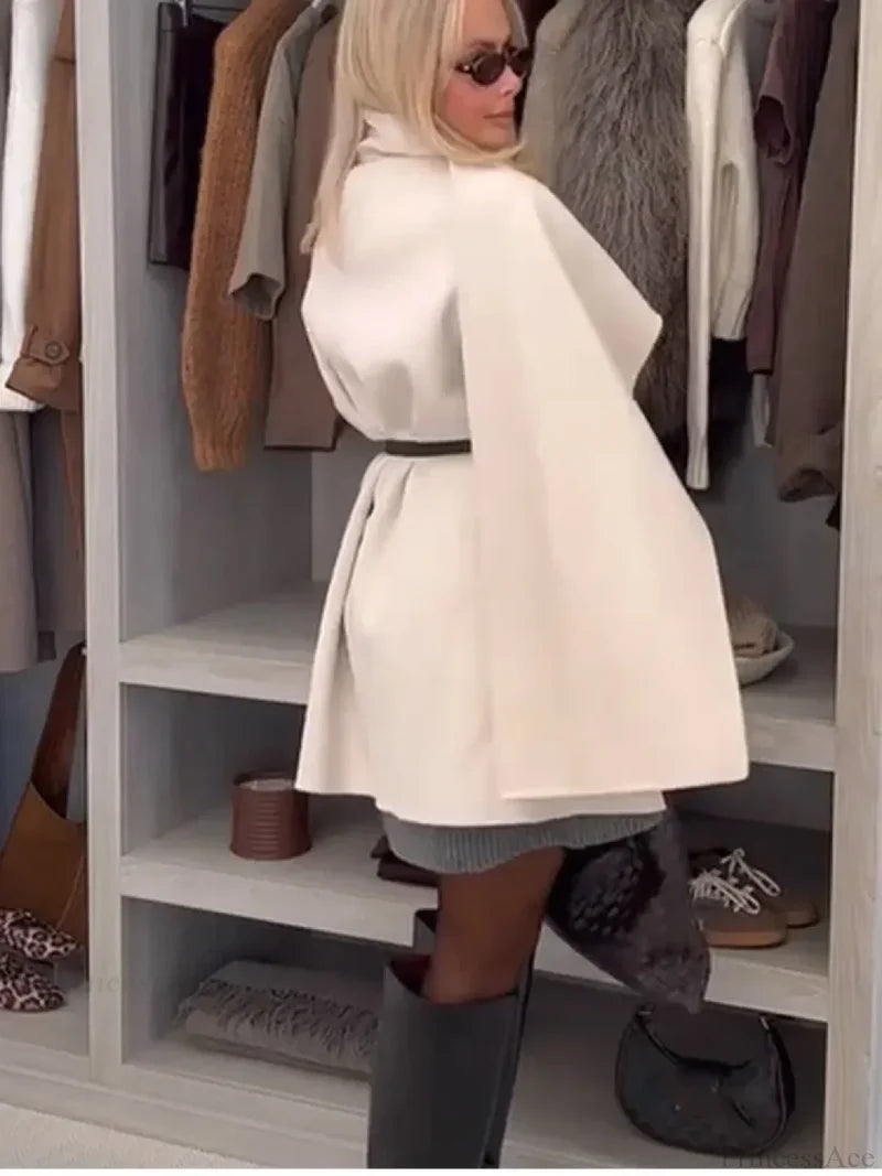 Single Buckle Woolen Irregular Coat