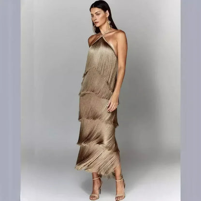Sleeveless Halter Split Party Dress Partydress-241208