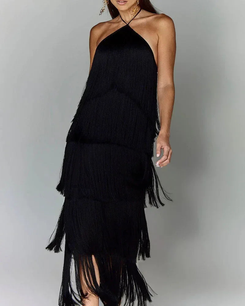 Sleeveless Halter Split Party Dress Black / S Partydress-241208