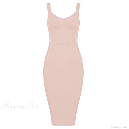 Sleeveless Rayon Bodycon Party Dress Khaki / S Partydress-241208
