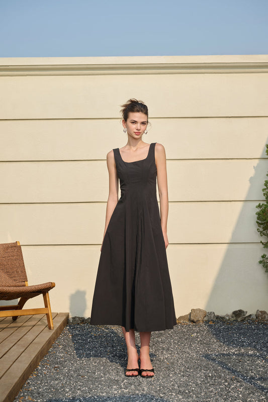 Square neck midi dress