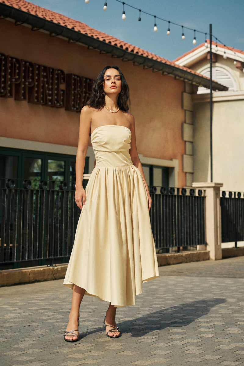 Strapless flare dress