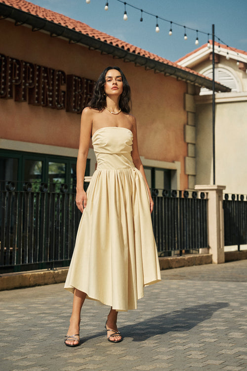 Strapless flare dress