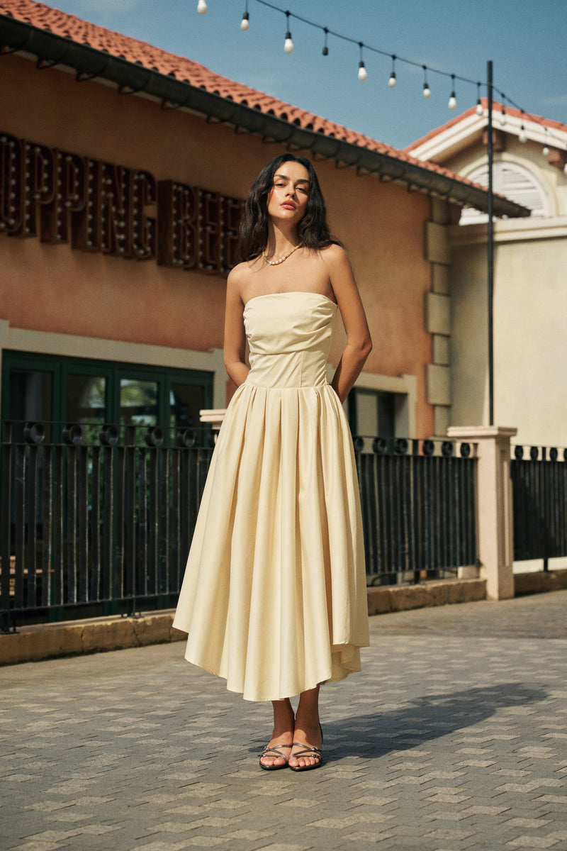 Strapless flare dress