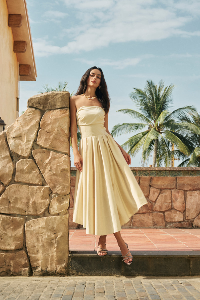 Strapless flare dress