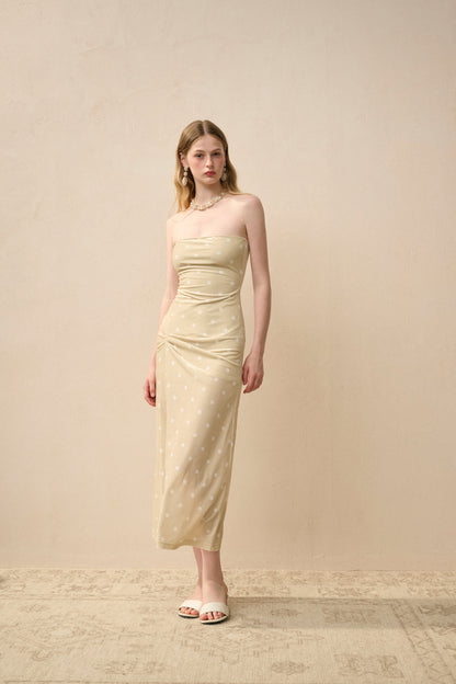 Strapless polka dot dress