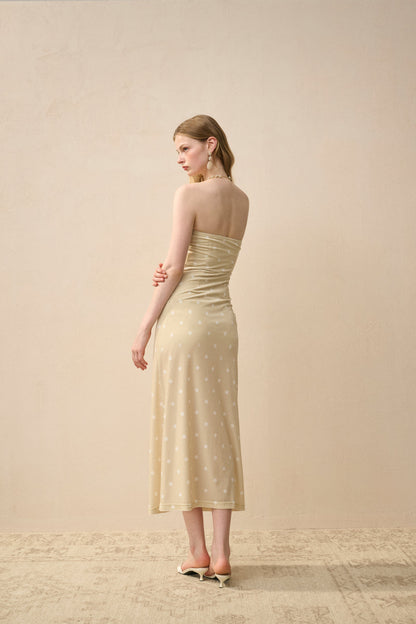 Strapless polka dot dress