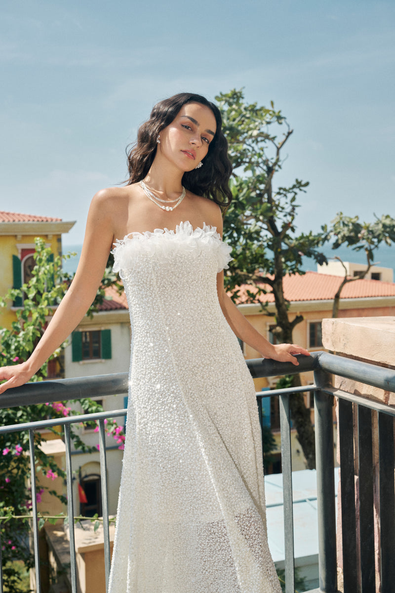 Strapless sequin gown