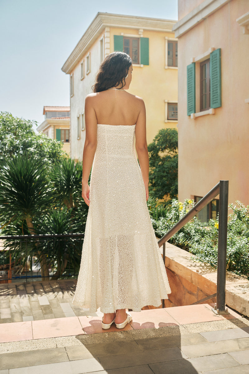 Strapless sequin gown