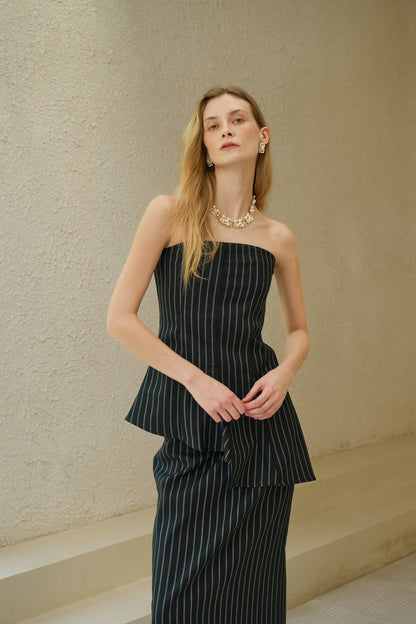 Strapless striped set