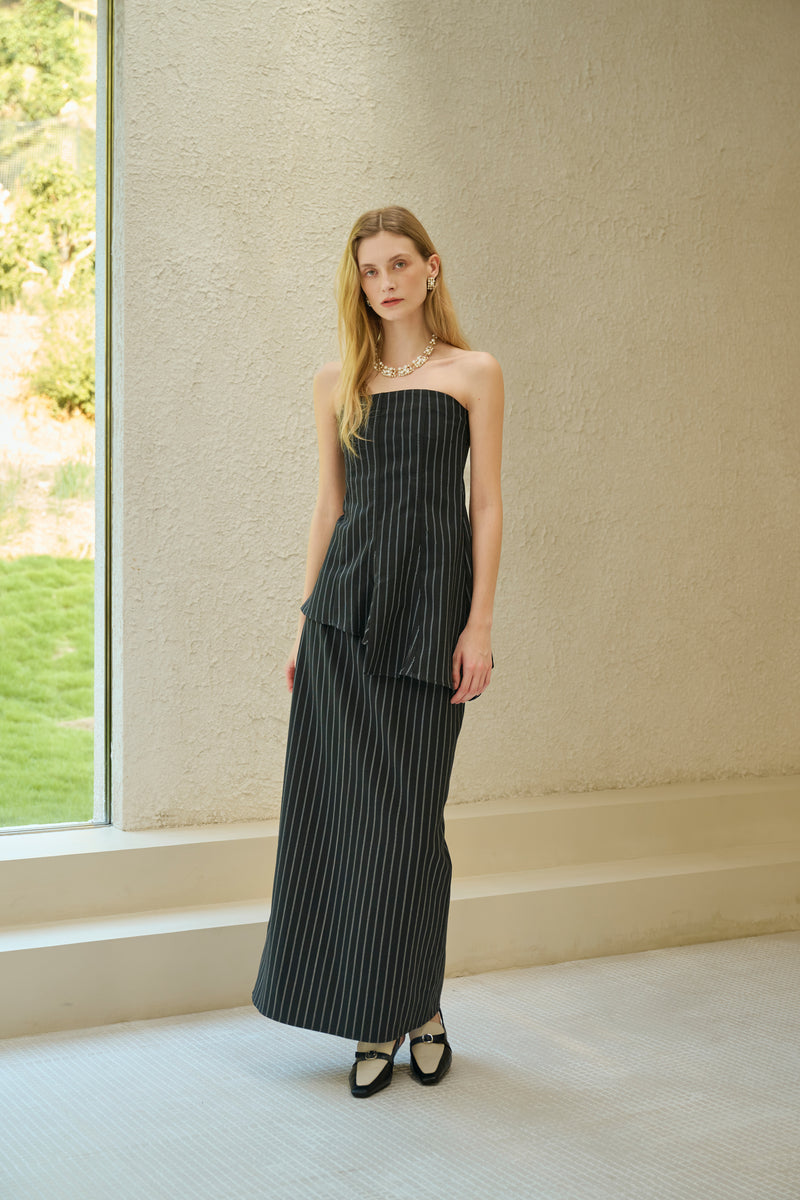 Strapless striped set