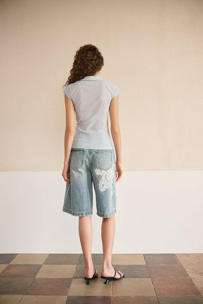 Stretch tailored cap sleeve shirt