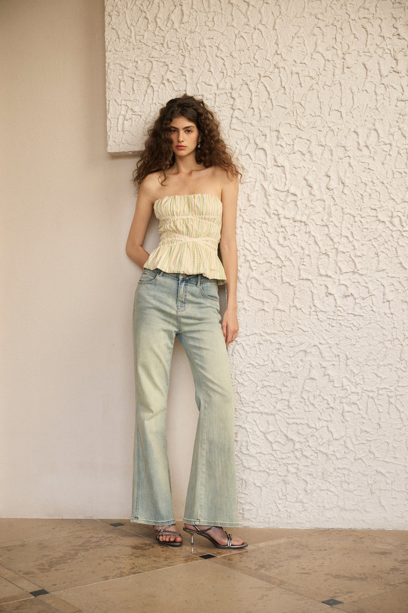 Striped shirred top