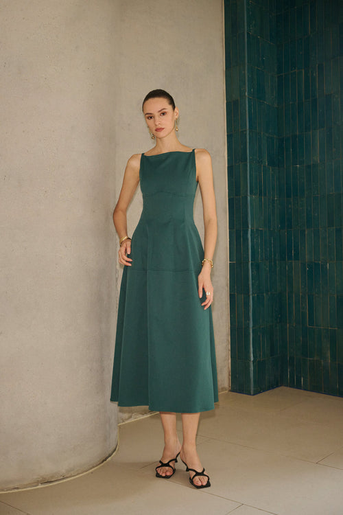 Structured A-line midi dress