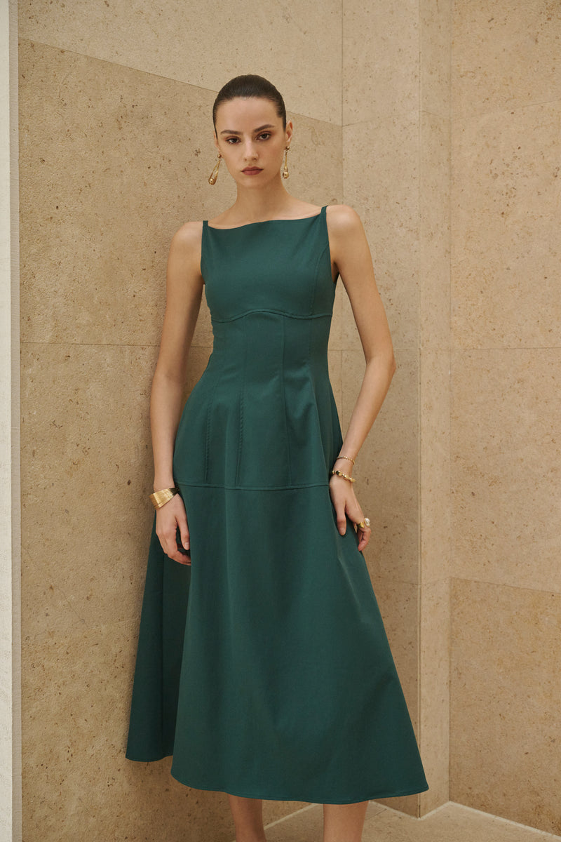 Structured A-line midi dress